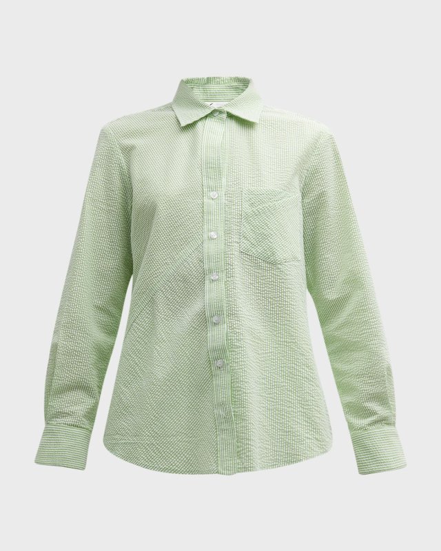 Teigen Striped Seersucker Button-Down Shirt